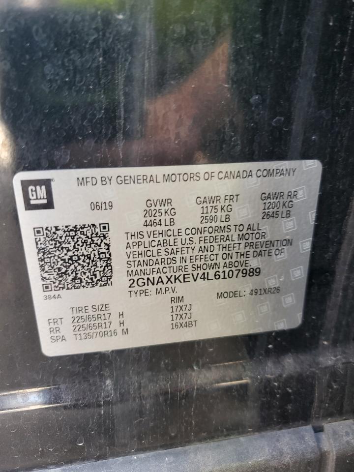 2020 Chevrolet Equinox Lt VIN: 2GNAXKEV4L6107989 Lot: 84264185