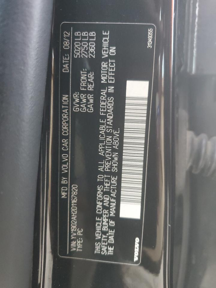 2013 Volvo S80 T6 VIN: YV1902AH2D1167820 Lot: 83760375