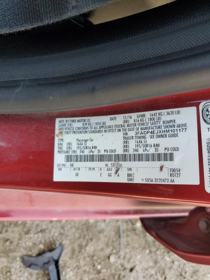 2017 Ford Fiesta Se VIN: 3FADP4EJXHM101177 Lot: 71512965