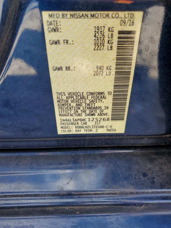 2017 Nissan Altima 2.5 VIN: 1N4AL3AP6HC125268 Lot: 81706015