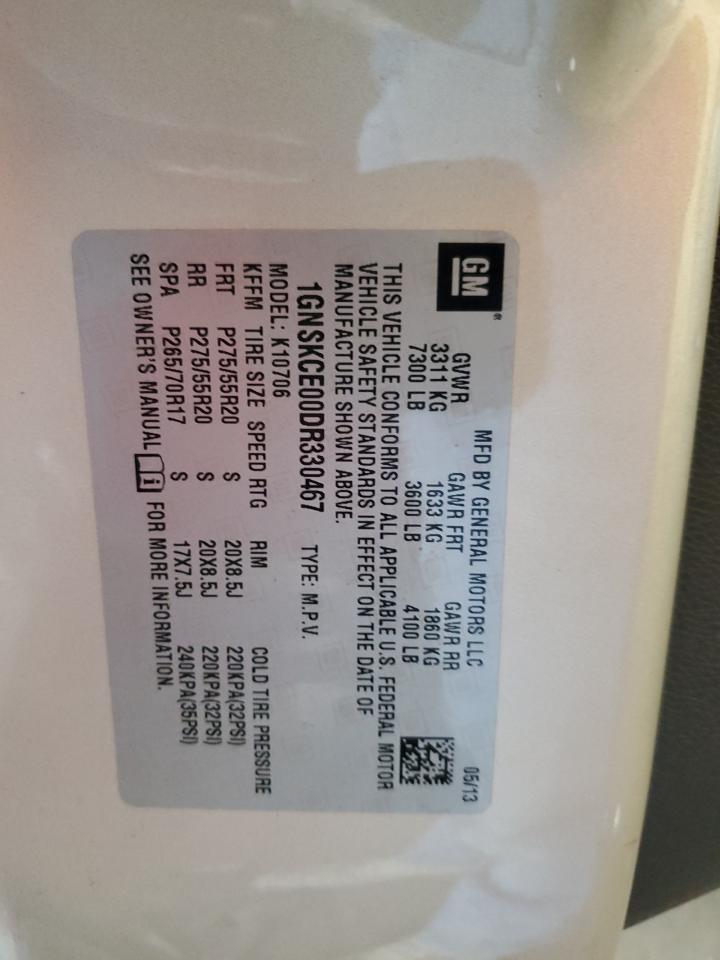 2013 Chevrolet Tahoe K1500 Ltz VIN: 1GNSKCE00DR330467 Lot: 80821995