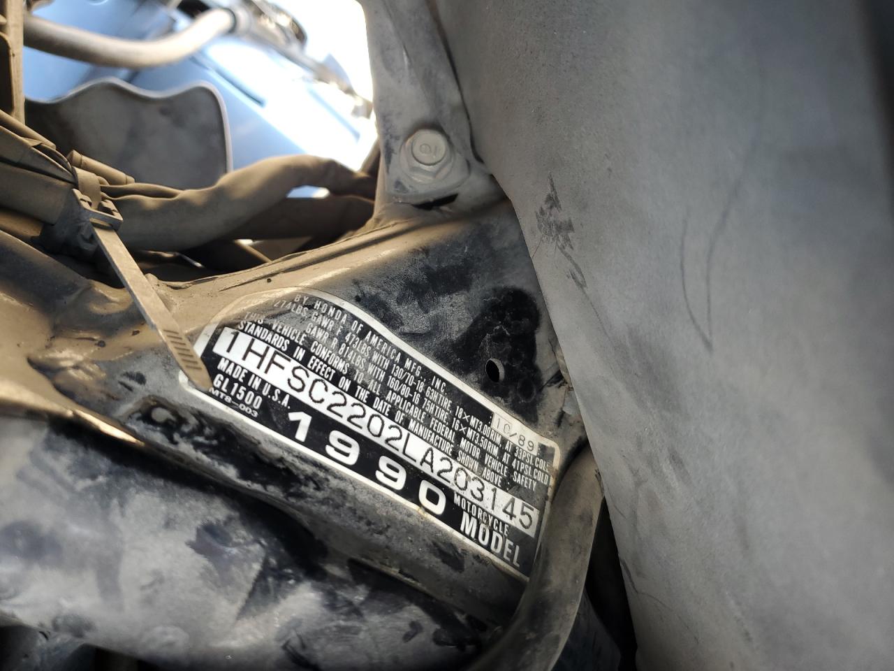 1990 Honda Gl1500 VIN: 1HFSC2202LA203145 Lot: 84585855