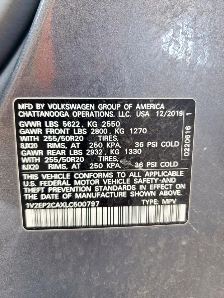 2020 Volkswagen Atlas Sel VIN: 1V2EP2CAXLC500797 Lot: 84025845