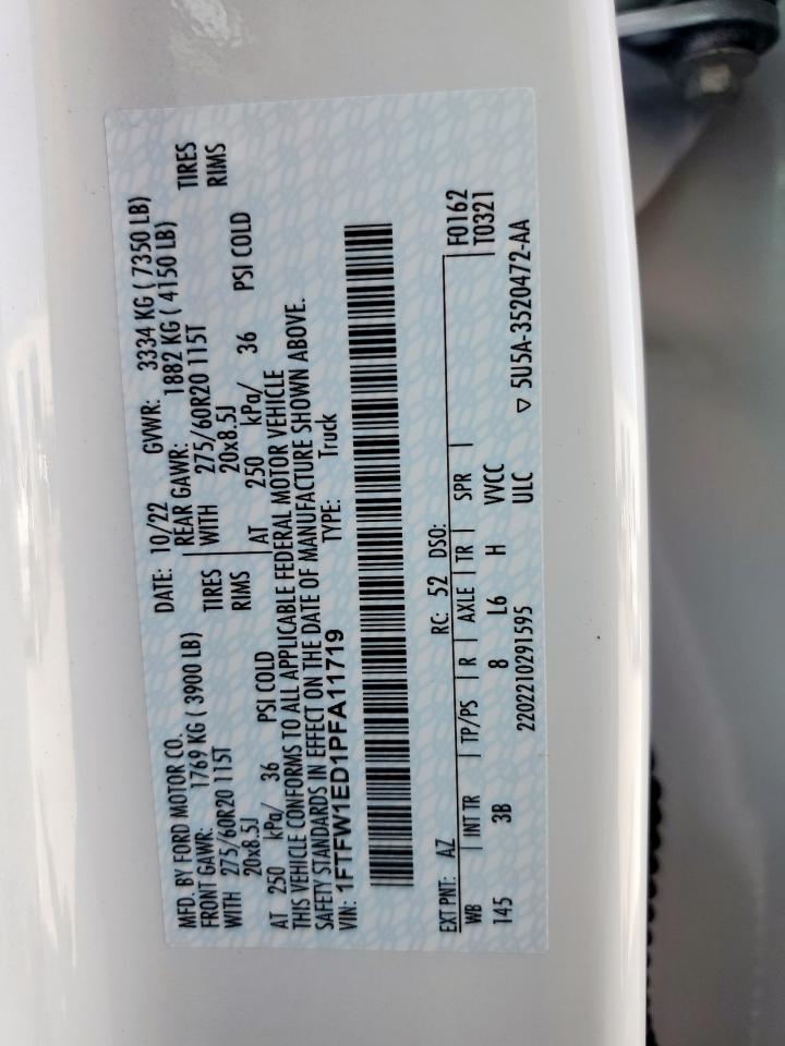 2023 Ford F150 Supercrew VIN: 1FTFW1ED1PFA11719 Lot: 71799515