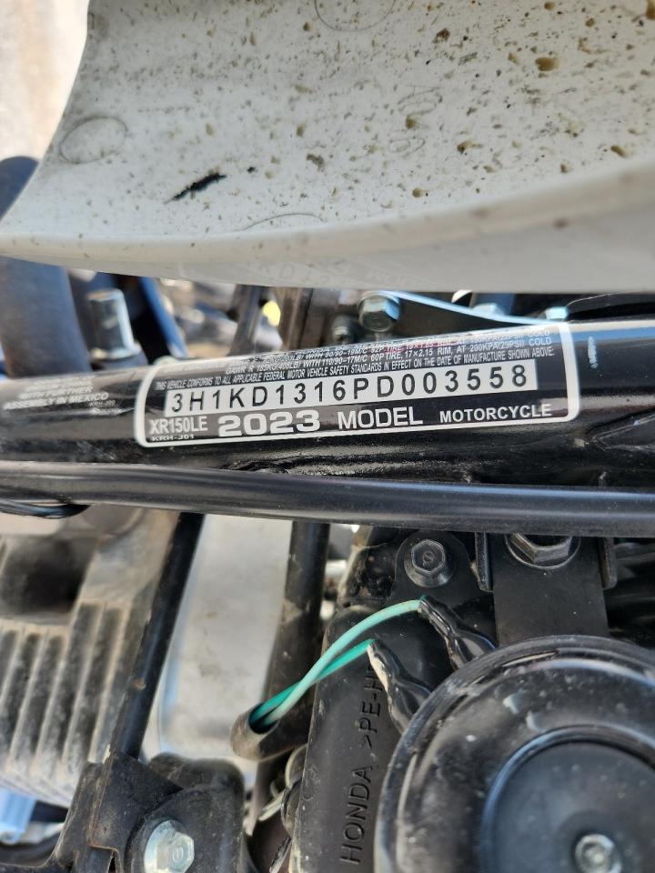 2023 Honda Xr150L E VIN: 3H1KD1316PD003558 Lot: 84574085