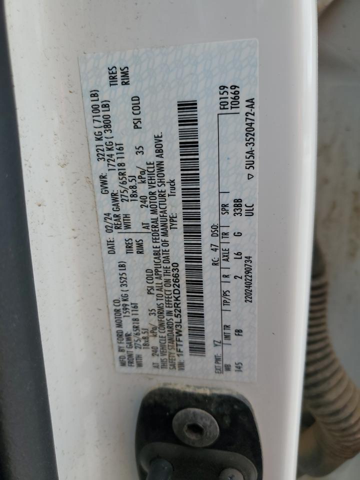 2024 Ford F150 Xlt VIN: 1FTFW3L52RKD26630 Lot: 81411025