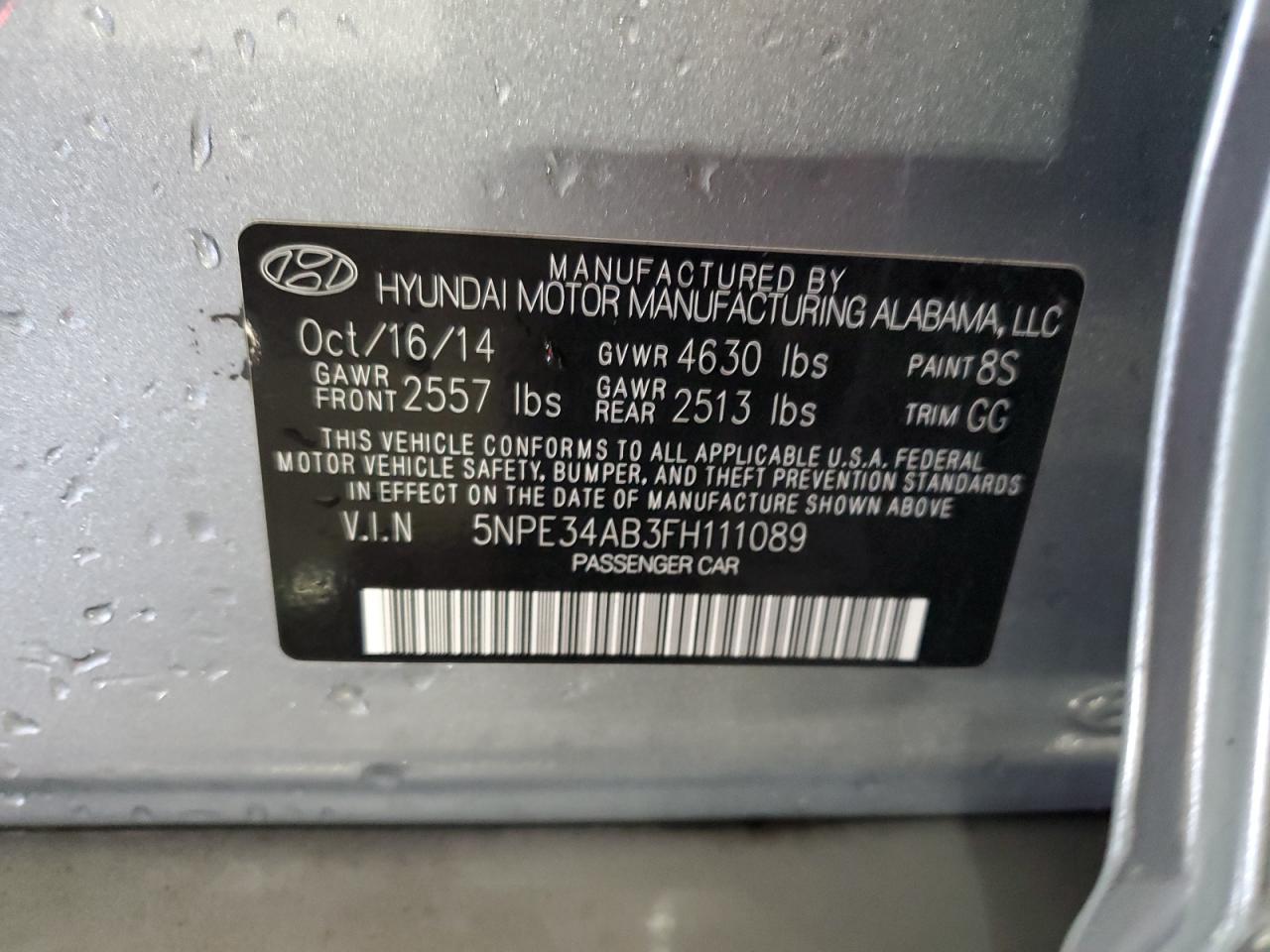 2015 Hyundai Sonata Sport VIN: 5NPE34AB3FH111089 Lot: 81446215