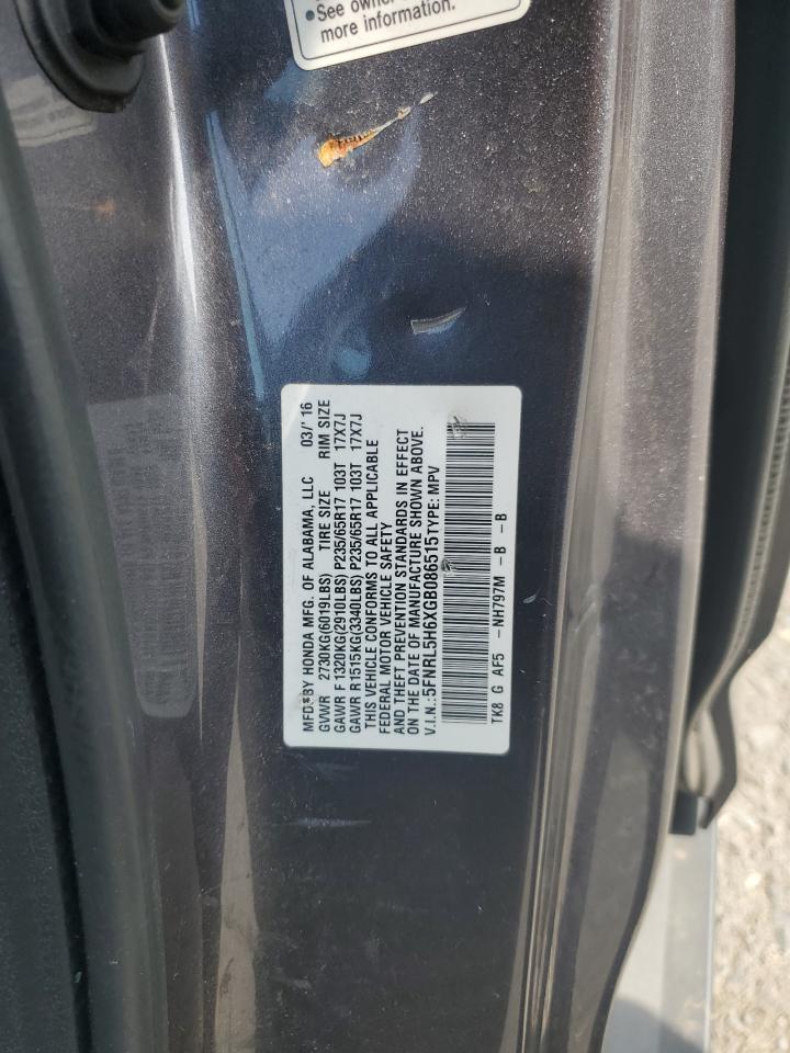 2016 Honda Odyssey Exl VIN: 5FNRL5H6XGB086515 Lot: 71999765
