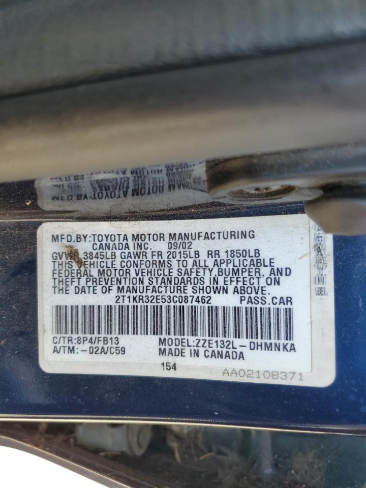 2003 Toyota Corolla Matrix Xr VIN: 2T1KR32E53C087462 Lot: 80523995