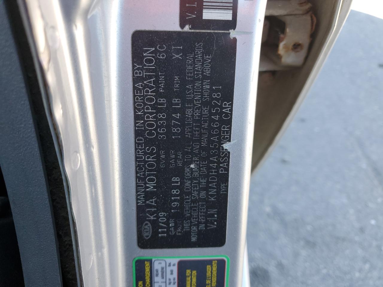 2010 Kia Rio Lx VIN: KNADH4A35A6645281 Lot: 81101565