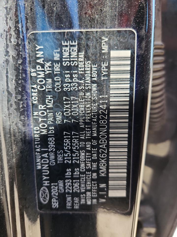 2022 Hyundai Kona Sel VIN: KM8K62AB0NU822411 Lot: 80482675