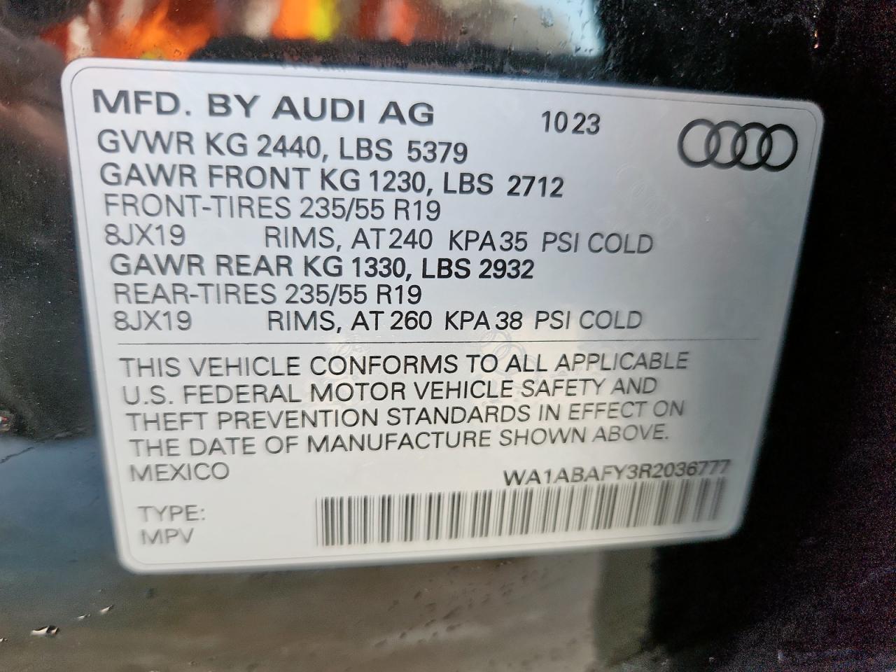 2024 Audi Q5 Premium 40 VIN: WA1ABAFY3R2036777 Lot: 71022835