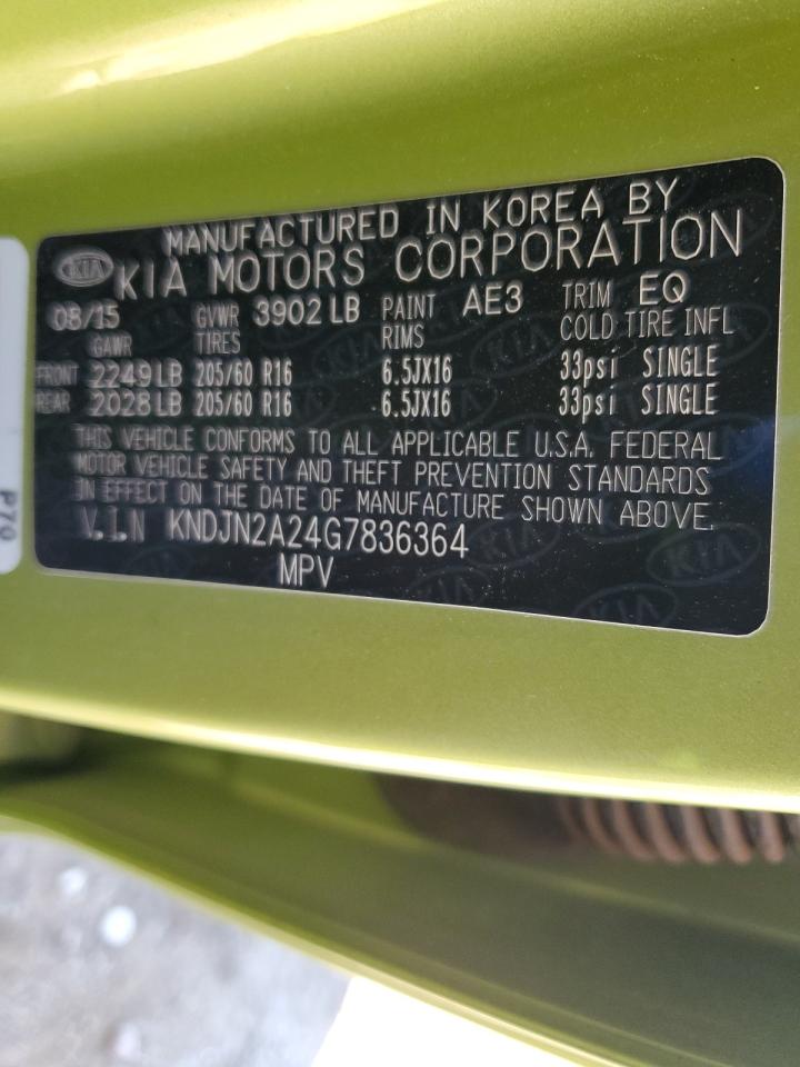 2016 Kia Soul VIN: KNDJN2A24G7836364 Lot: 83998385