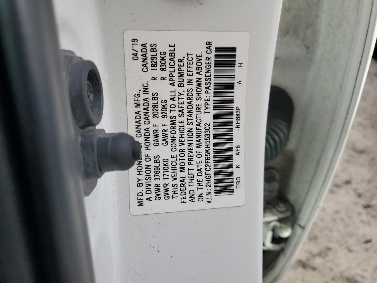 2019 Honda Civic Lx VIN: 2HGFC2F65KH553302 Lot: 71091115