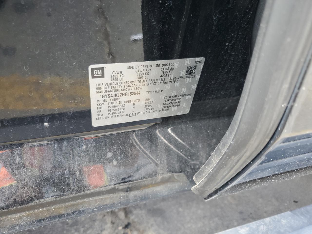 2017 Cadillac Escalade Esv Premium Luxury VIN: 1GYS4JKJ2HR182844 Lot: 80794725