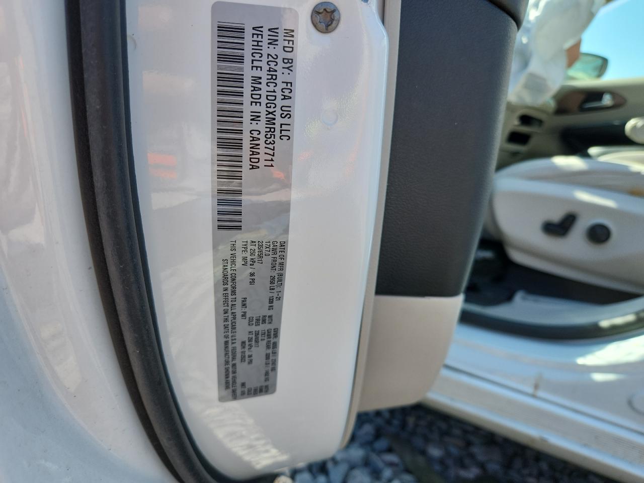 2021 Chrysler Voyager Lxi VIN: 2C4RC1DGXMR537711 Lot: 81250045