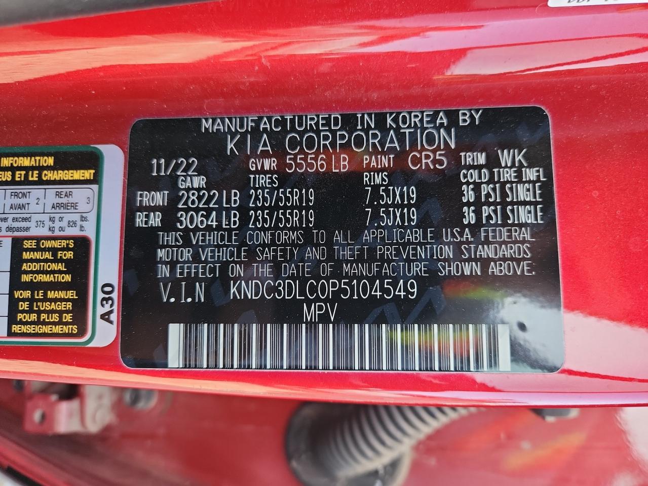 2023 Kia Ev6 Light VIN: KNDC3DLC0P5104549 Lot: 81244915