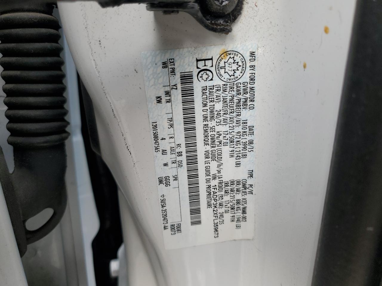 2015 Ford Focus Se VIN: 1FADP3K2XFL359673 Lot: 81423855