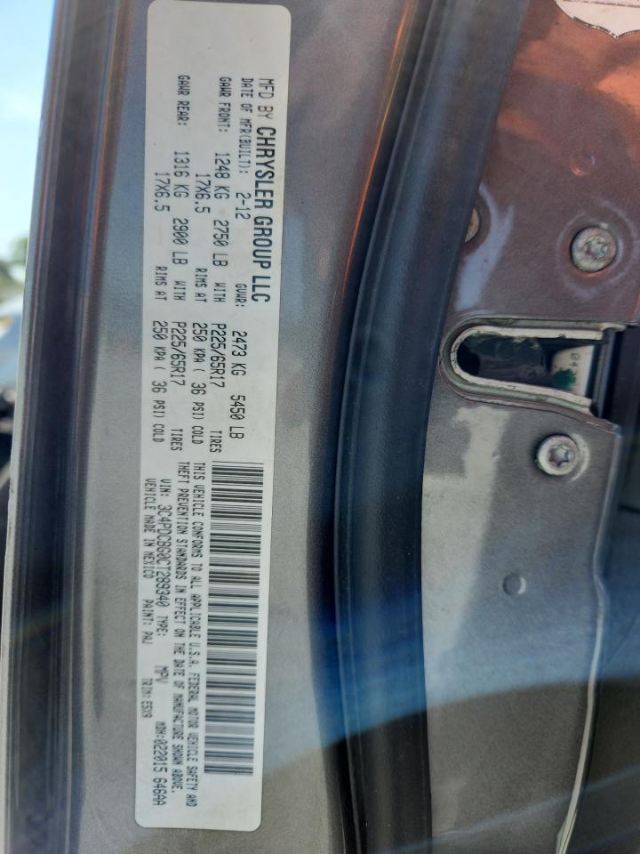 2012 Dodge Journey Sxt VIN: 3C4PDCBG0CT289340 Lot: 71926555