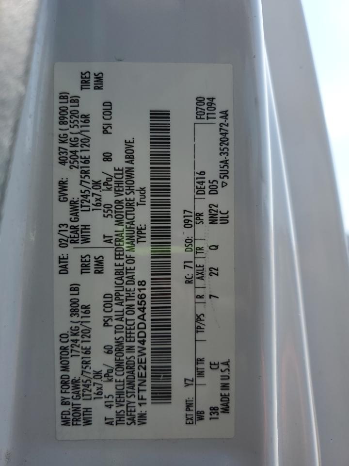 2013 Ford Econoline E250 Van VIN: 1FTNE2EW4DDA45618 Lot: 70954545