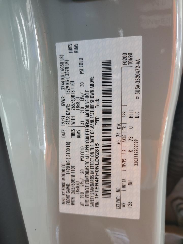 2022 Ford Ranger Xl VIN: 1FTER4FH0NLD02815 Lot: 80440555