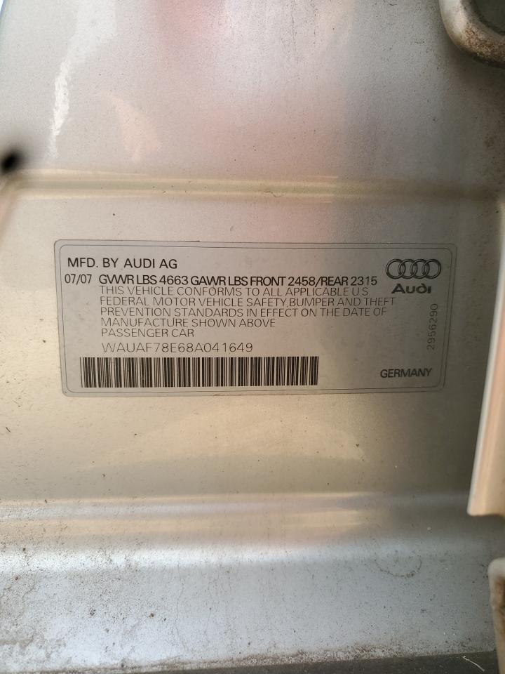 2008 Audi A4 2.0T VIN: WAUAF78E68A041649 Lot: 80360685