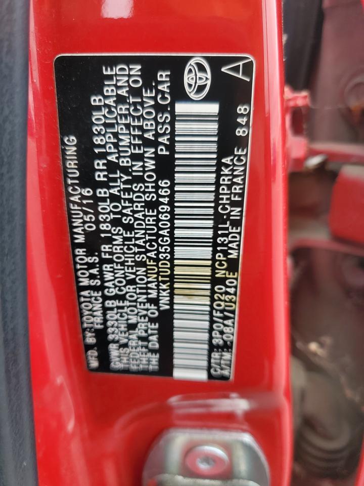 2016 Toyota Yaris L VIN: VNKKTUD35GA069466 Lot: 80016645