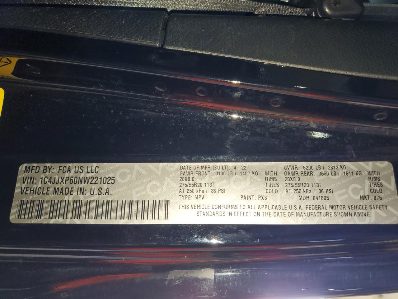 2022 Jeep Wrangler Unlimited Sahara 4Xe VIN: 1C4JJXP60NW221025 Lot: 81637775