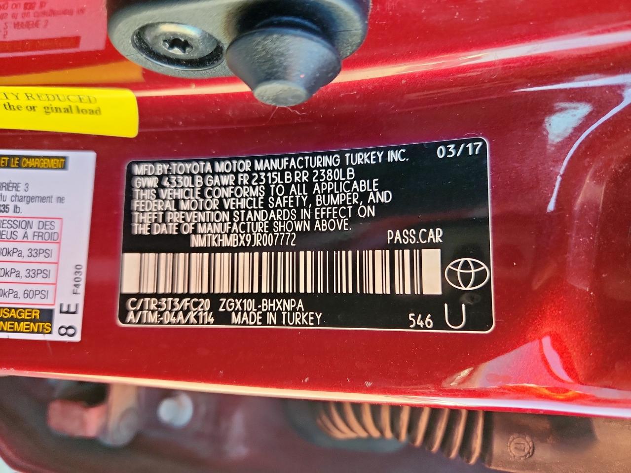 2018 Toyota C-Hr Xle VIN: NMTKHMBX9JR007772 Lot: 80845195