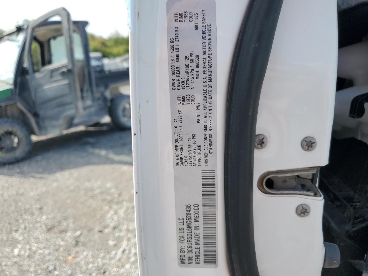 2021 Ram 2500 Big Horn VIN: 3C6UR5DL6MG628436 Lot: 52911205