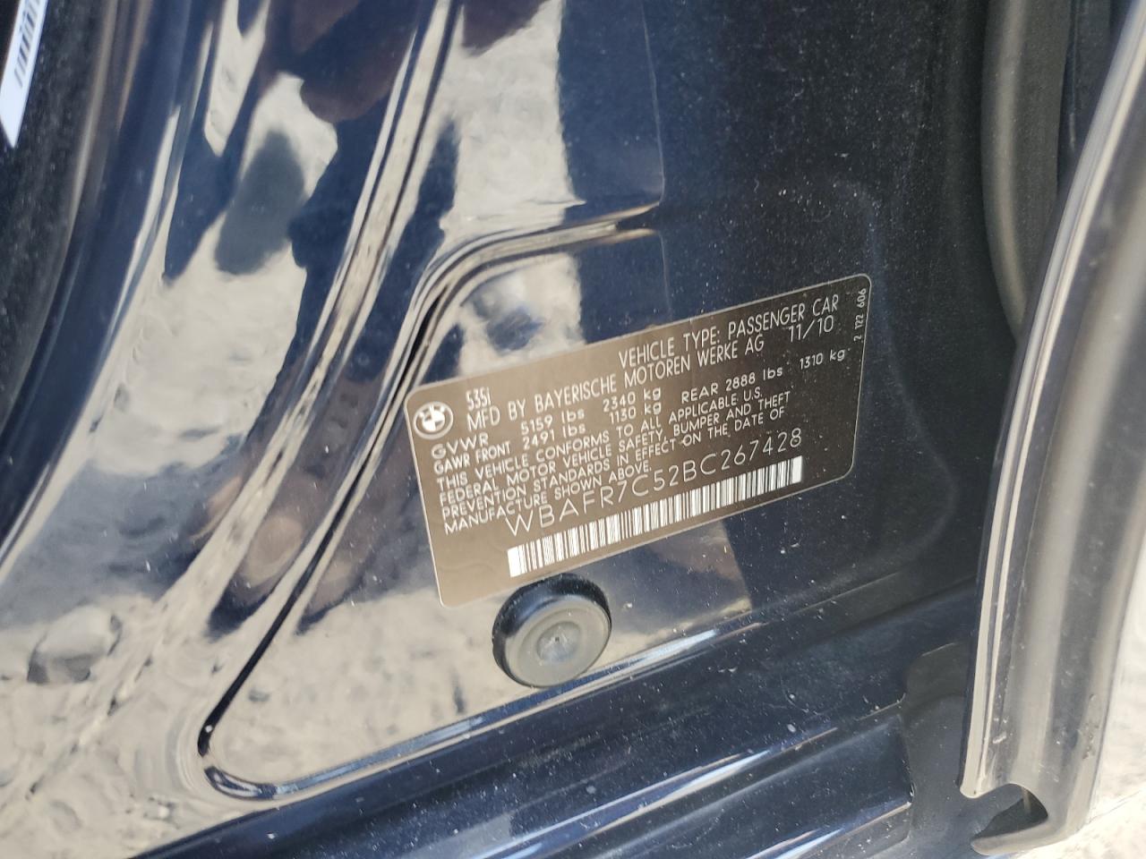 2011 BMW 535 I VIN: WBAFR7C52BC267428 Lot: 71865065