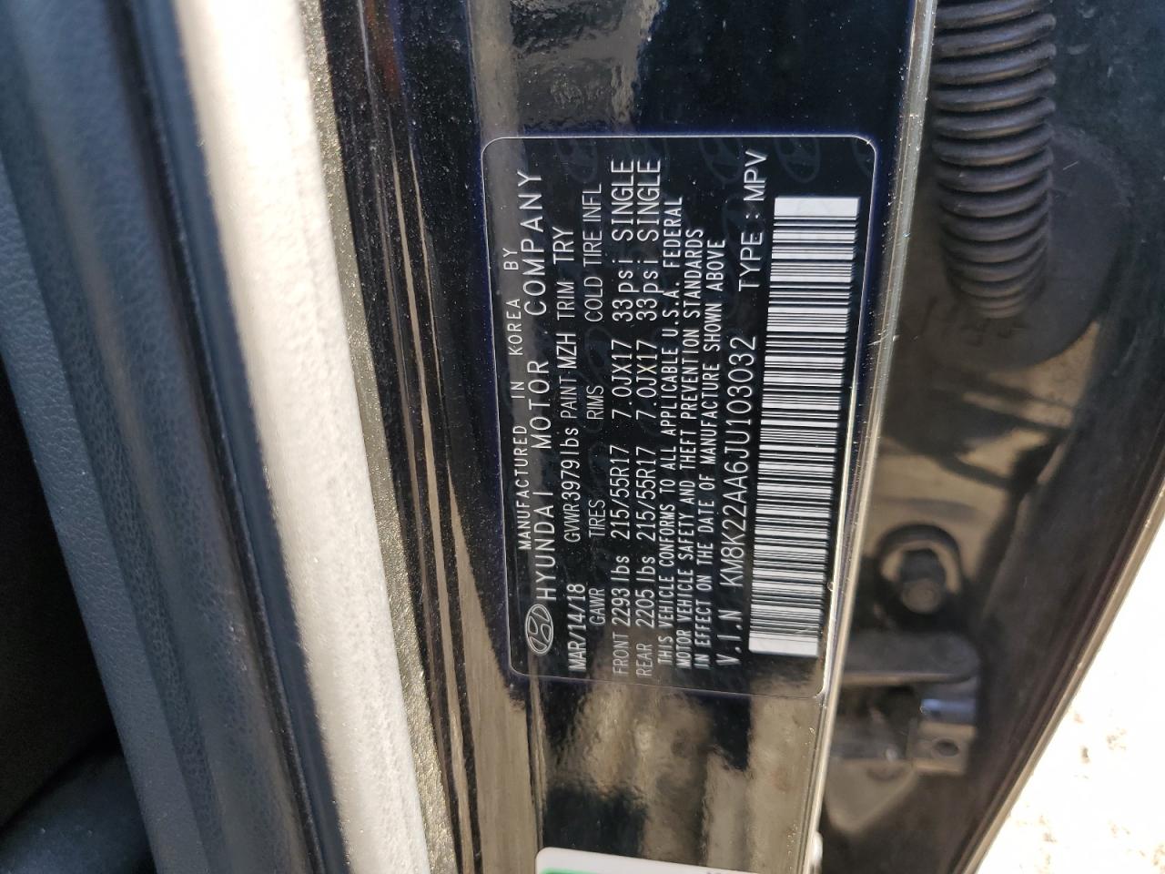 2018 Hyundai Kona Sel VIN: KM8K22AA6JU103032 Lot: 71433305