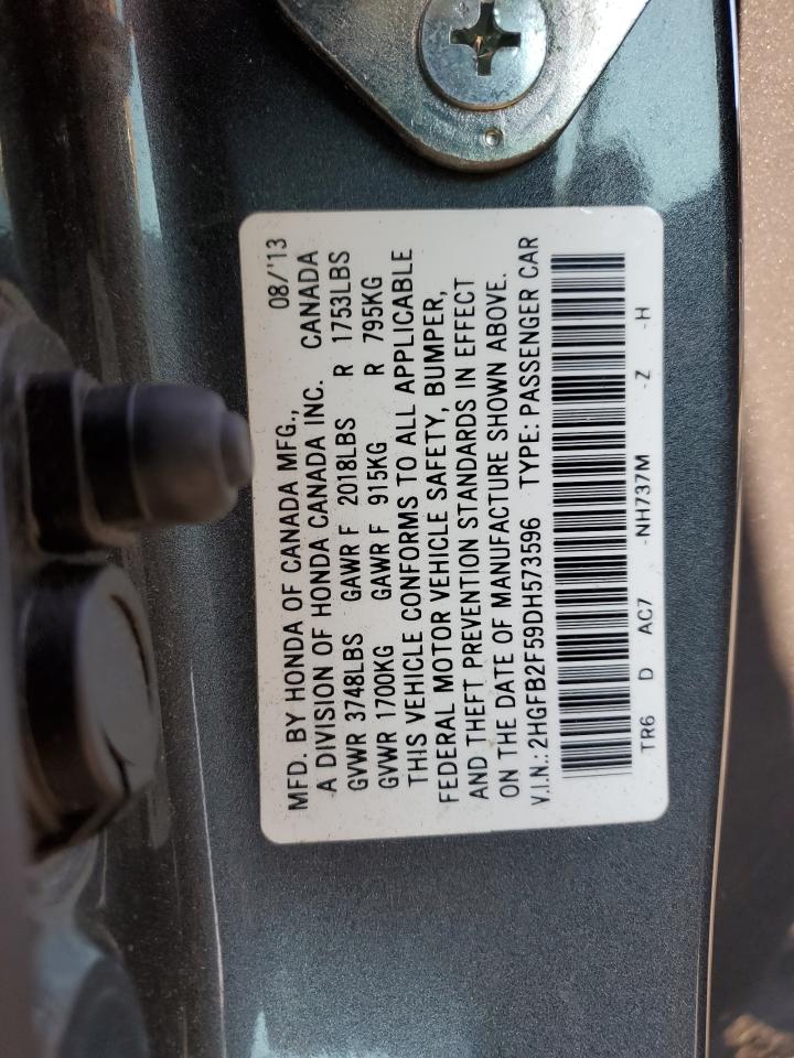 2013 Honda Civic Lx VIN: 2HGFB2F59DH573596 Lot: 71370375