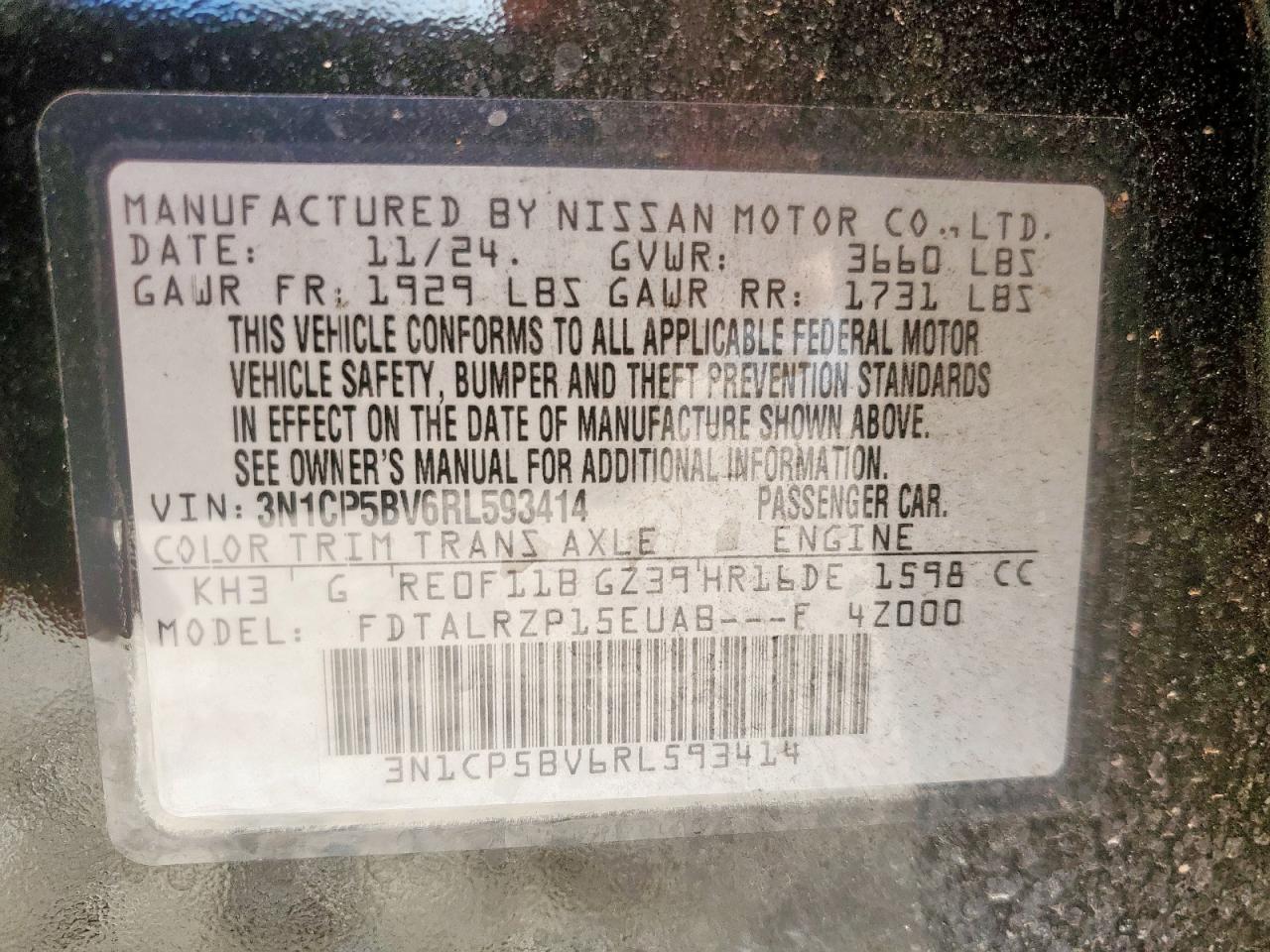 2024 Nissan Kicks S VIN: 3N1CP5BV6RL593414 Lot: 82031215