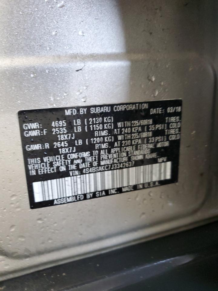 2018 Subaru Outback 2.5I Limited VIN: 4S4BSAKC7J3342637 Lot: 80891075