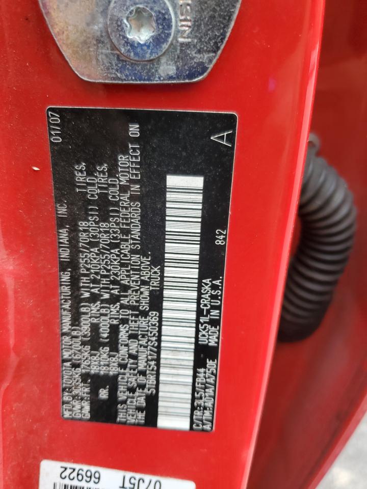 2007 Toyota Tundra Double Cab Sr5 VIN: 5TBRT54177S450369 Lot: 71583165