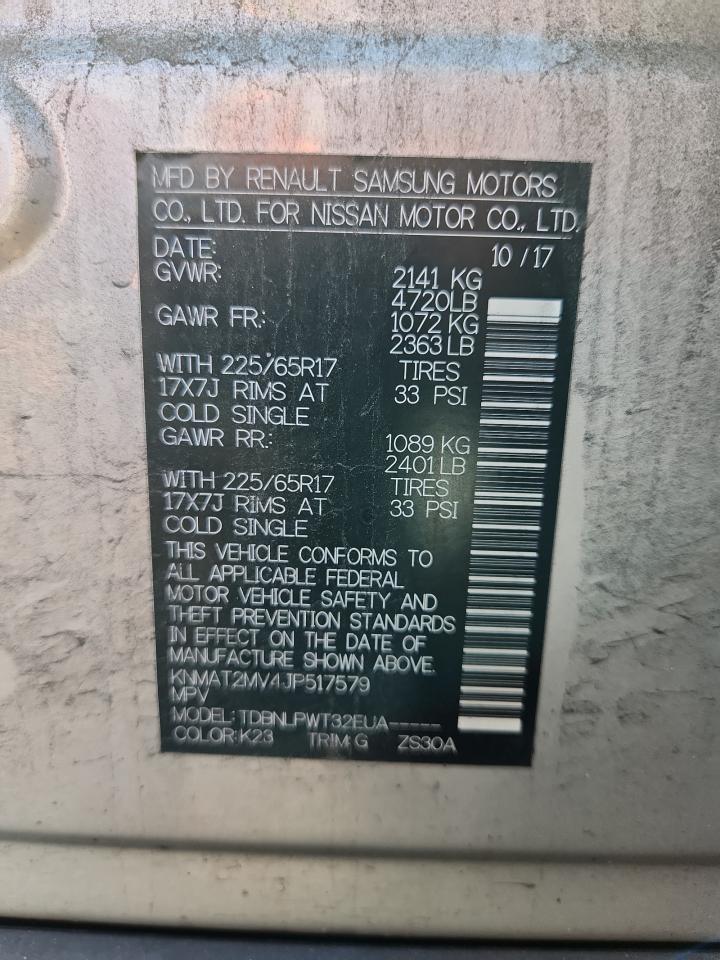 2018 Nissan Rogue S VIN: KNMAT2MV4JP517579 Lot: 71884125