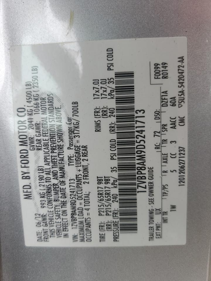 2013 Ford Mustang VIN: 1ZVBP8AM9D5241713 Lot: 84449625