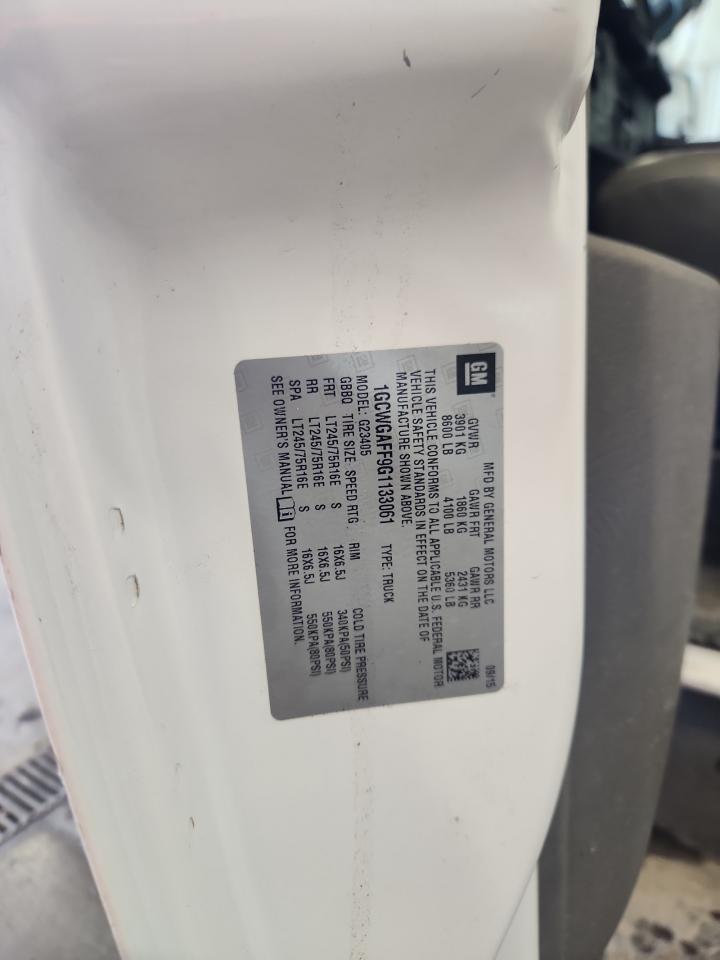 2016 Chevrolet Express G2500 VIN: 1GCWGAFF9G1133061 Lot: 81329545