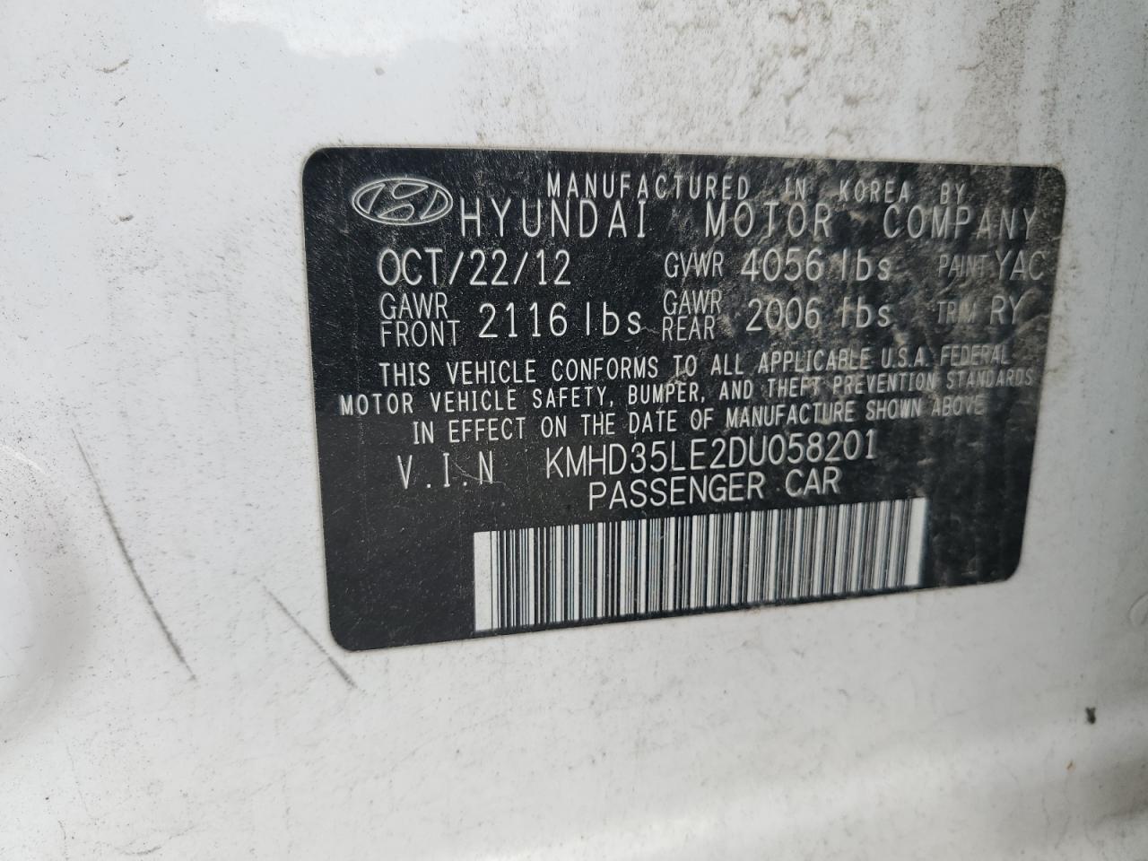 2013 Hyundai Elantra Gt VIN: KMHD35LE2DU058201 Lot: 84007605