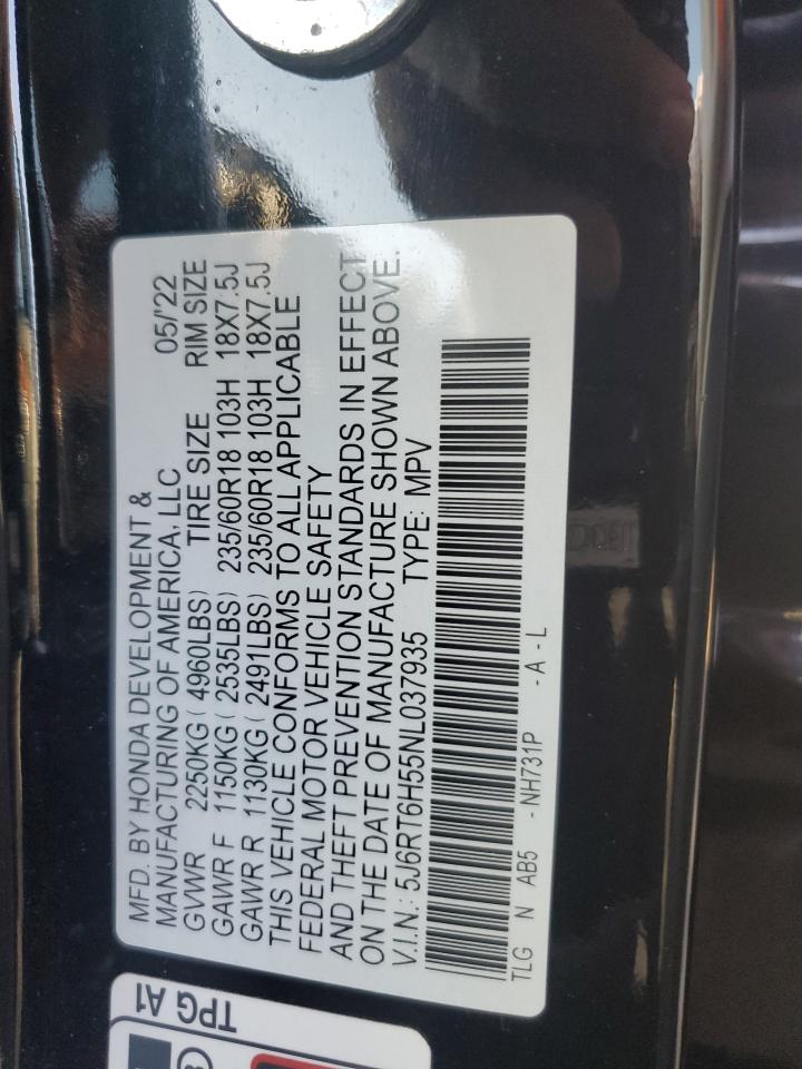 2022 Honda Cr-V Ex VIN: 5J6RT6H55NL037935 Lot: 71808545