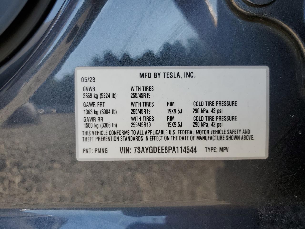 2023 Tesla Model Y VIN: 7SAYGDEE8PA114544 Lot: 71985635