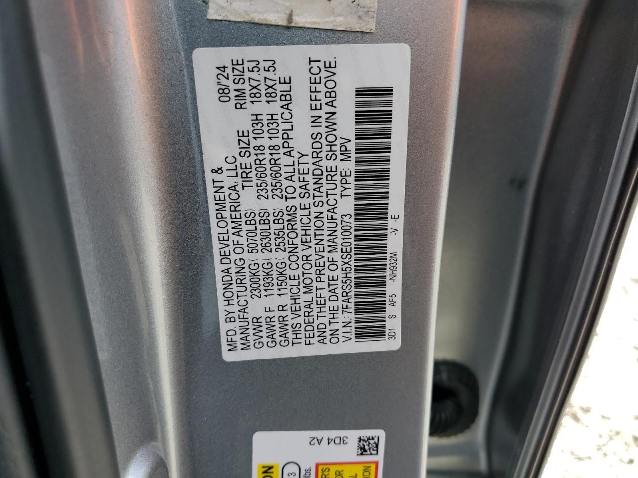 2025 Honda Cr-V Sport VIN: 7FARS5H5XSE010073 Lot: 83990935