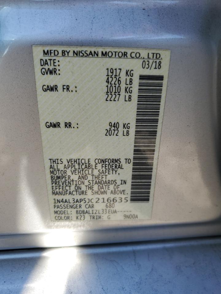 2018 Nissan Altima 2.5 VIN: 1N4AL3AP5JC216635 Lot: 80572215