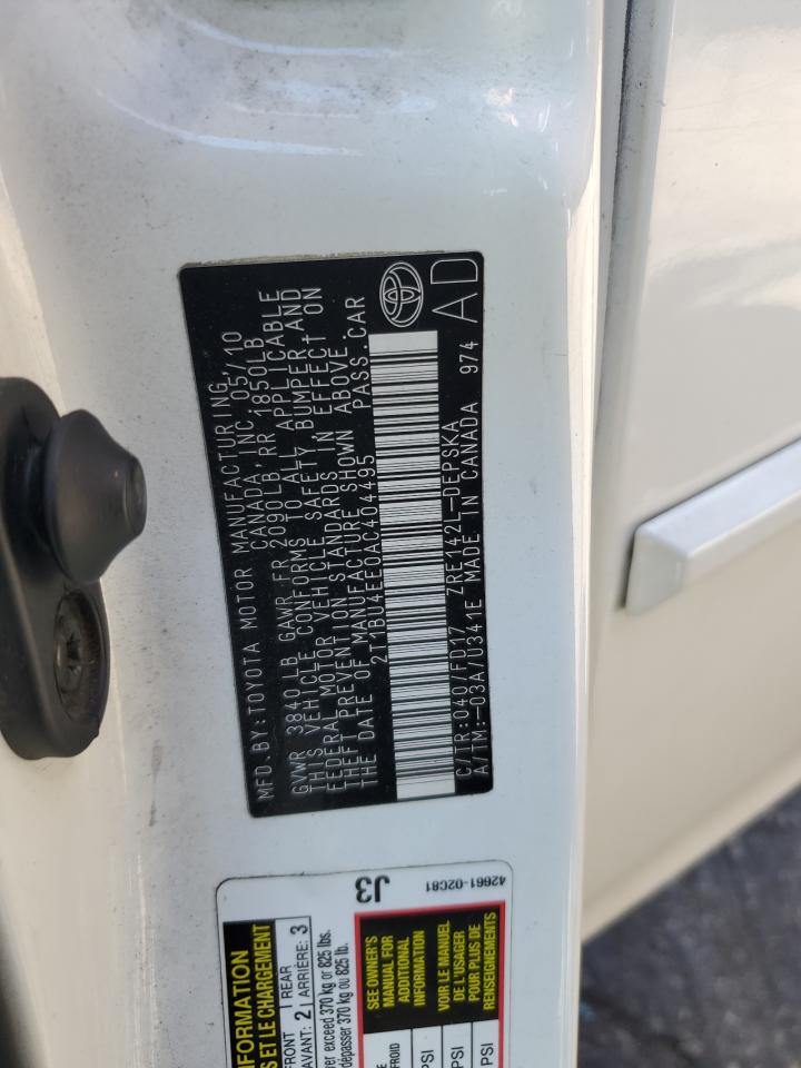 2010 Toyota Corolla Base VIN: 2T1BU4EE0AC404495 Lot: 71737815