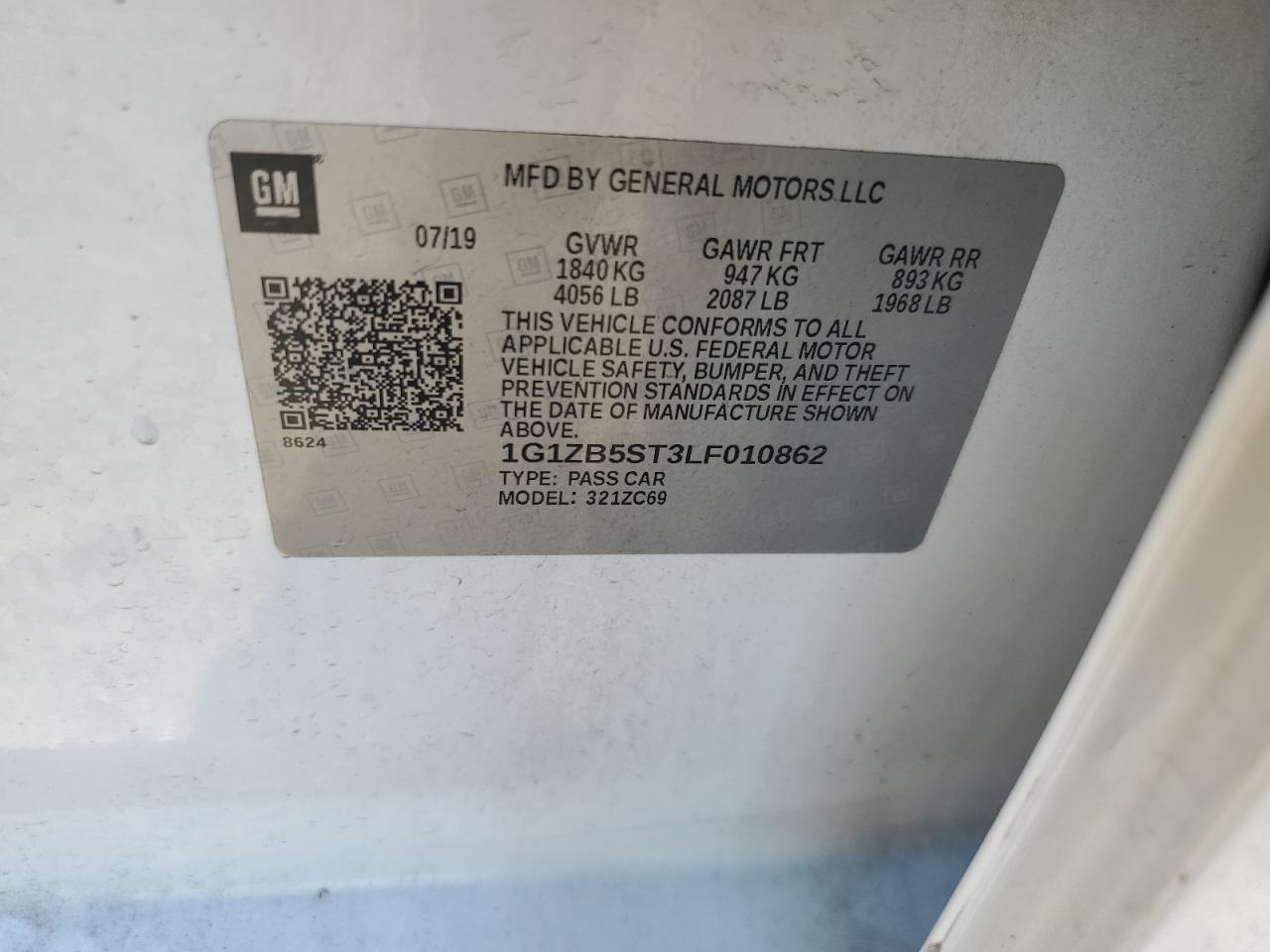 2020 Chevrolet Malibu Ls VIN: 1G1ZB5ST3LF010862 Lot: 83984815