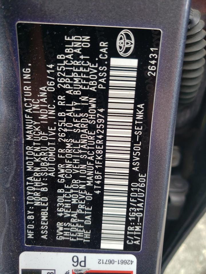 2014 Toyota Camry L VIN: 4T4BF1FK8ER425974 Lot: 81795525