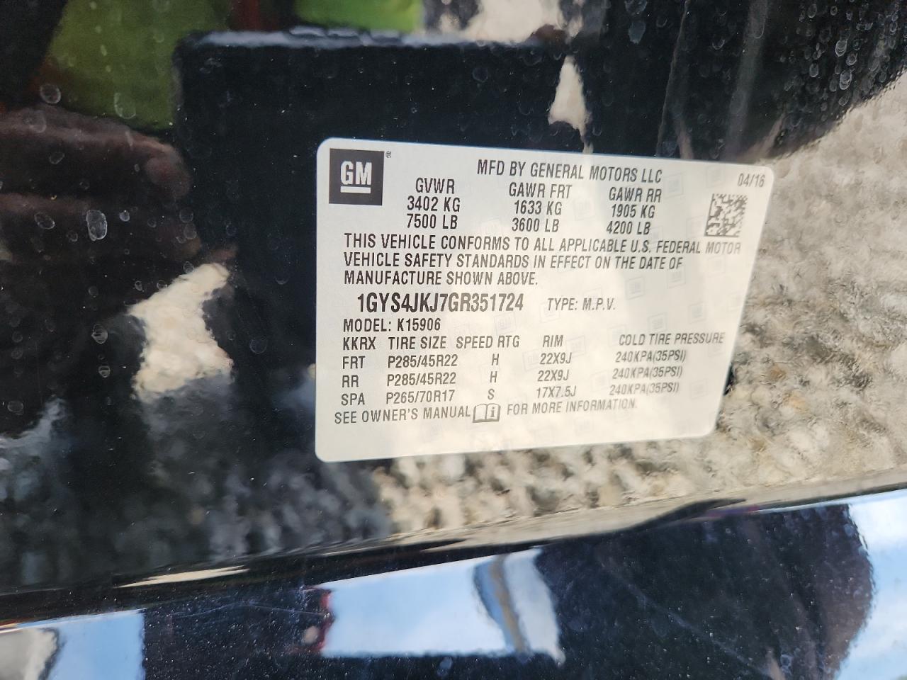 2016 Cadillac Escalade Esv Premium VIN: 1GYS4JKJ7GR351724 Lot: 71970125