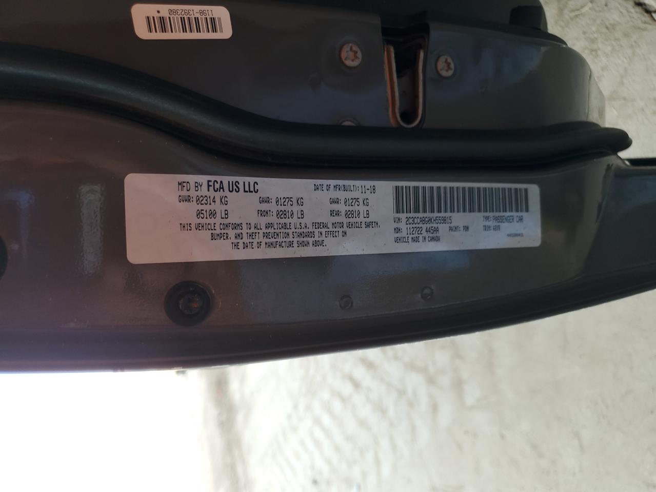 2019 Chrysler 300 S VIN: 2C3CCABG0KH559815 Lot: 81267195