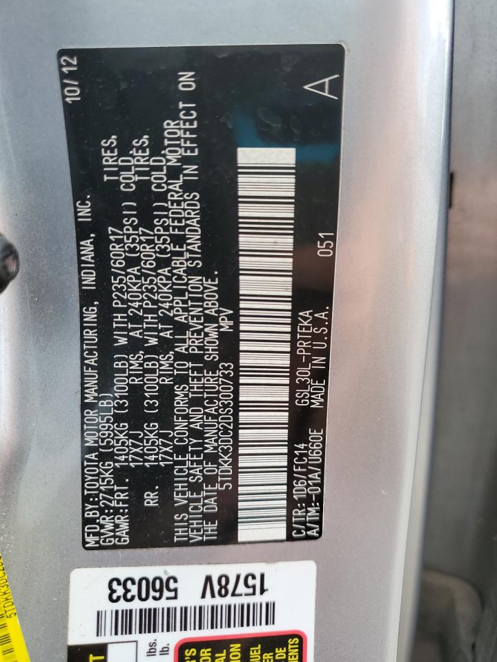 2013 Toyota Sienna Le VIN: 5TDKK3DC2DS300733 Lot: 84271575